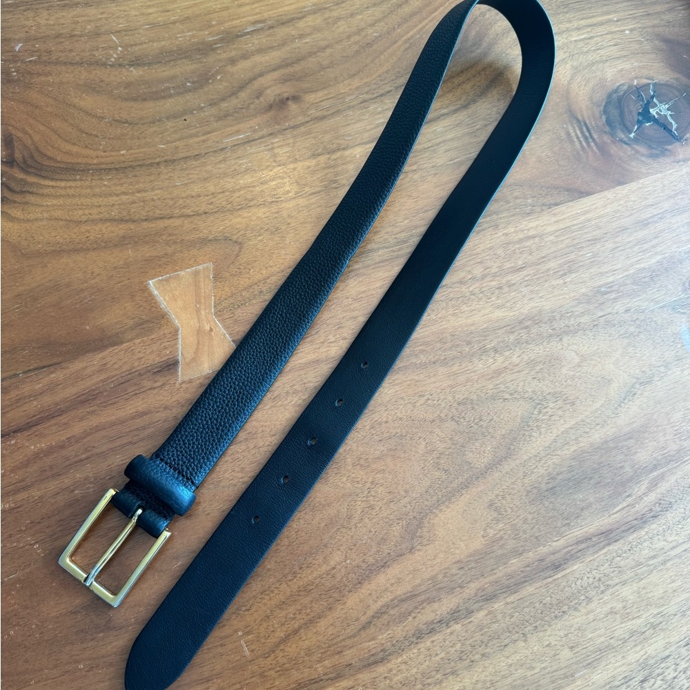 Anderson’s Elegant Black Leather Belt with Gold Buckle - size 70